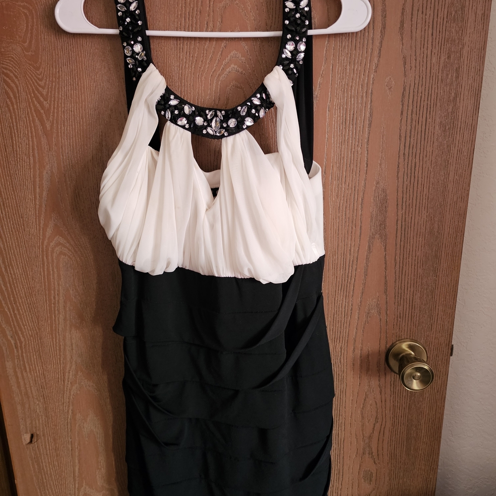 Deb Black and White Embellished Midi Dress